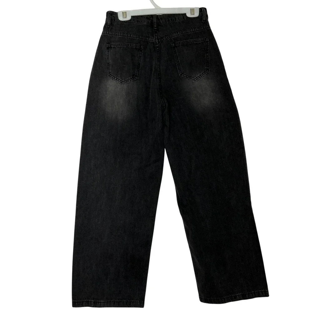 Wide Leg Cropped Jeans High Rise Black Minimalist Capsule‎ Modern Denim 4